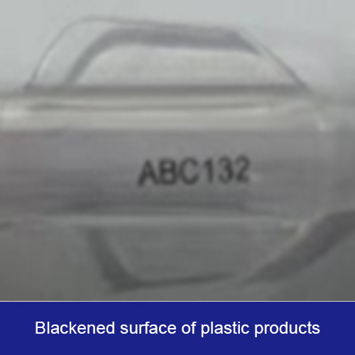 Blackened surface of plastic products