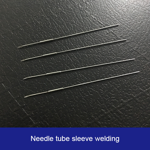 Needle tube sleeve welding